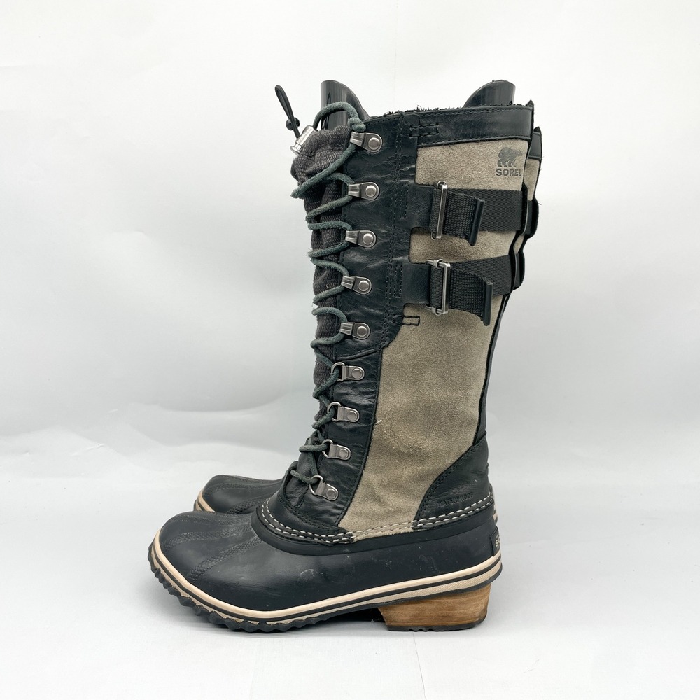 Sorel Womens 7 Conquest Carly II Boots Waterproof Black Gray Tall Winter Snow - Picture 5 of 11